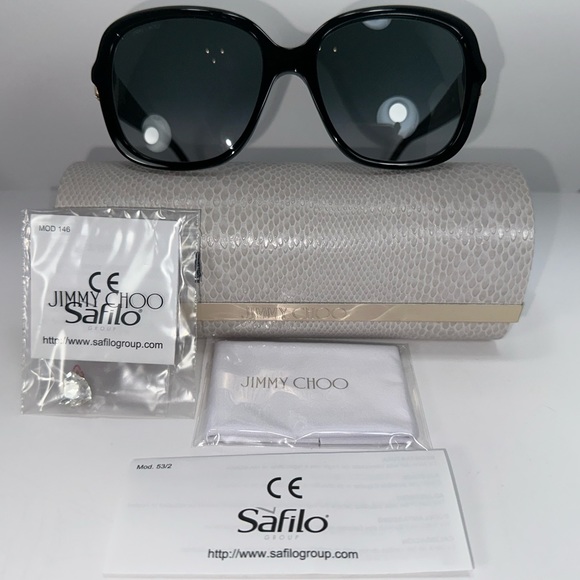 NEW - Authentic JIMMY CHOO Black Sadie Sunglasses - Picture 1 of 11